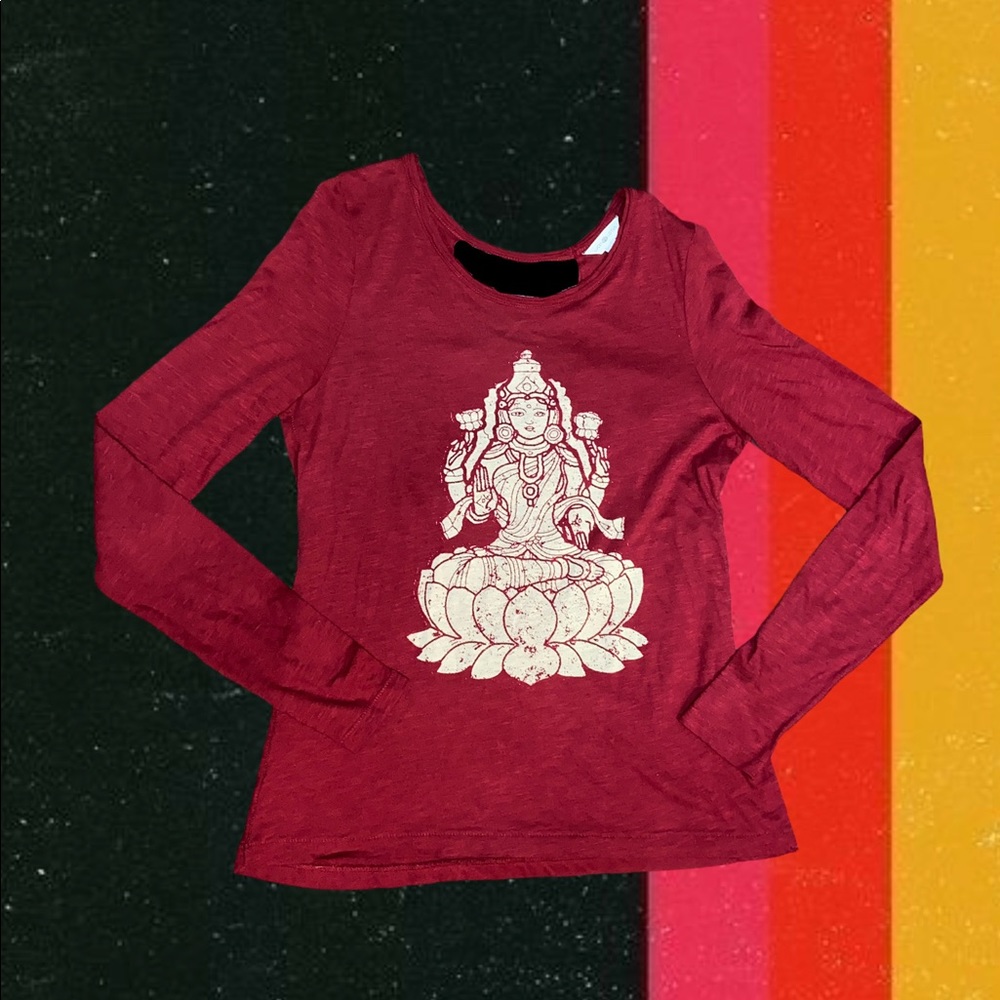 Lucky Lotus long sleeved burgundy top